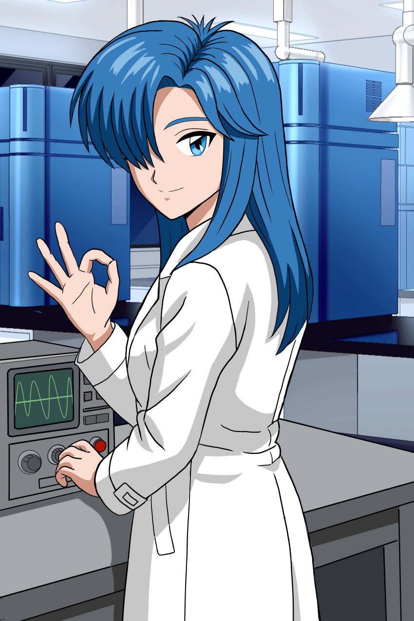 1girl, absurdres, bigtree, blue_eyes, blue_hair, commentary_request, hair_over_one_eye, highres