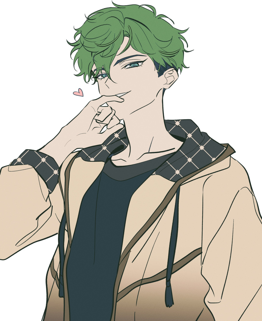 absurdres, blue_eyes, commentary_request, eichi_turnr, ensemble_stars!, green_hair, highres, hood