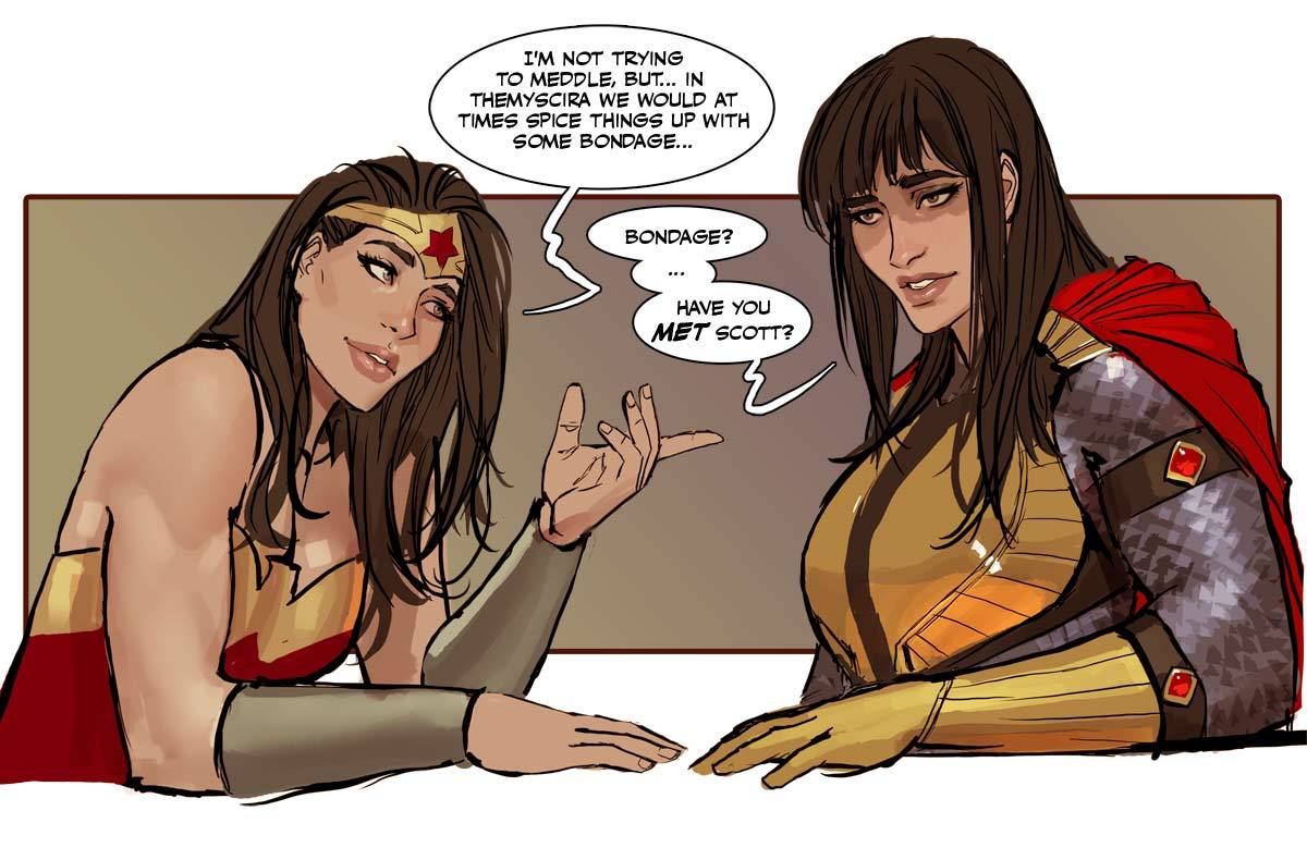 2girls, armor, belt, big_barda, black_hair, bracer, breastplate, breasts