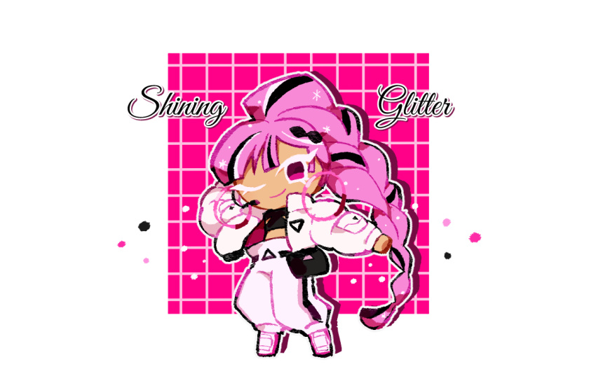 1girl, commentary, cookie_run, cookie_run:_ovenbreak, crop_top, earrings, eyelashes, glitter