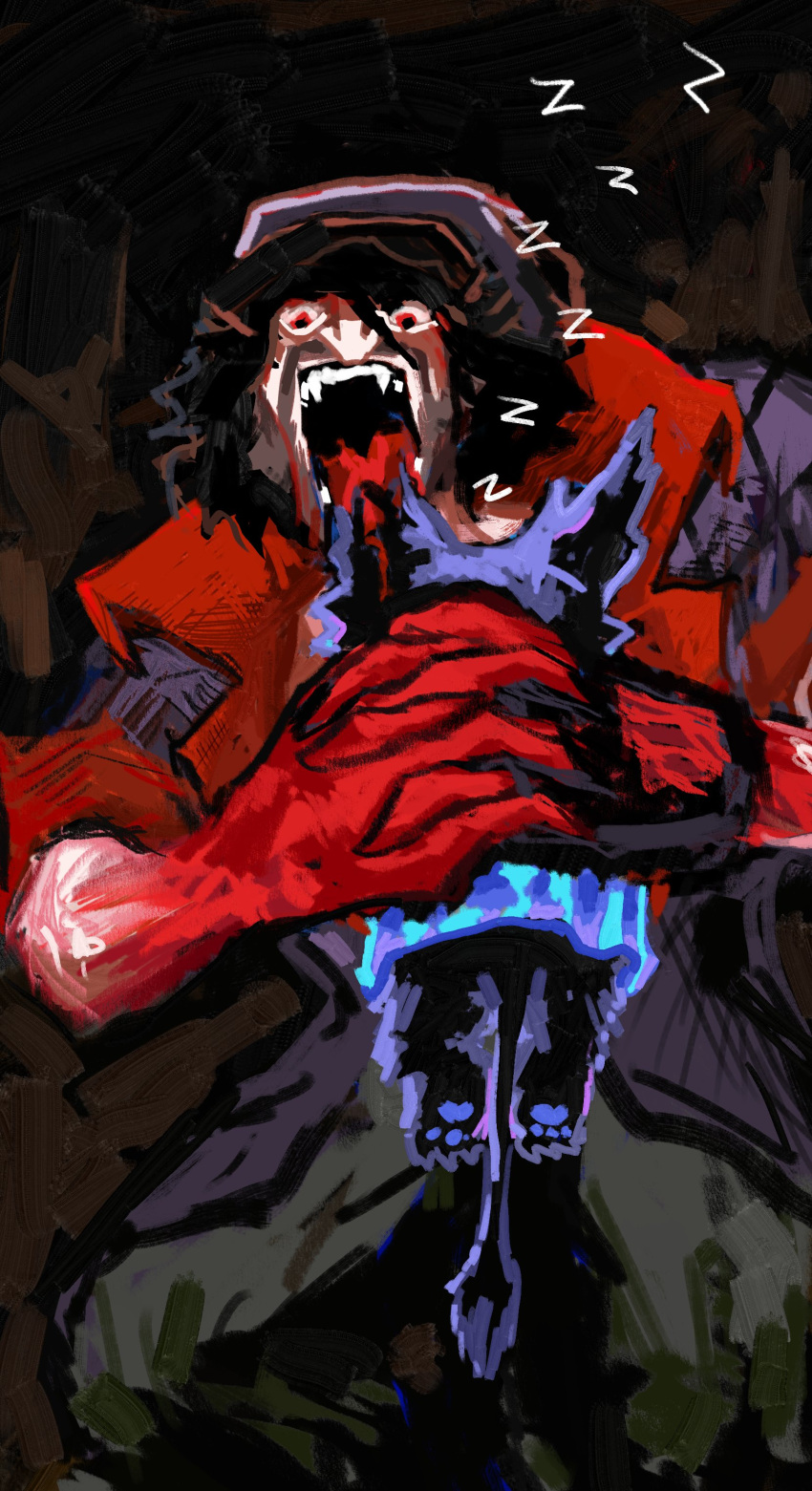 2boys, absurdres, animal_ears, black_hair, blood, blood_on_arm, deadlock_(game), drifter_(deadlock)