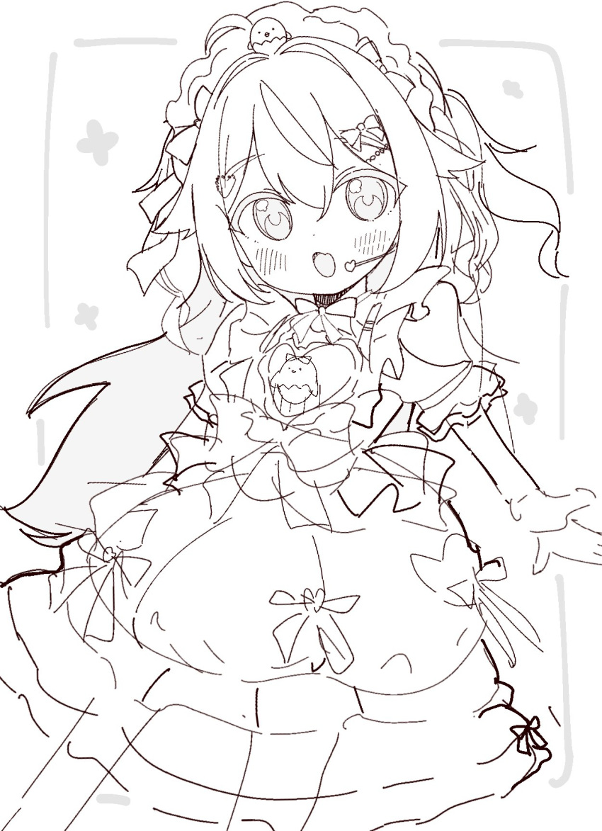 1girl, animal, animal_on_head, baby_animal, bird, blush, chick, chidori_hina_(vtuber)