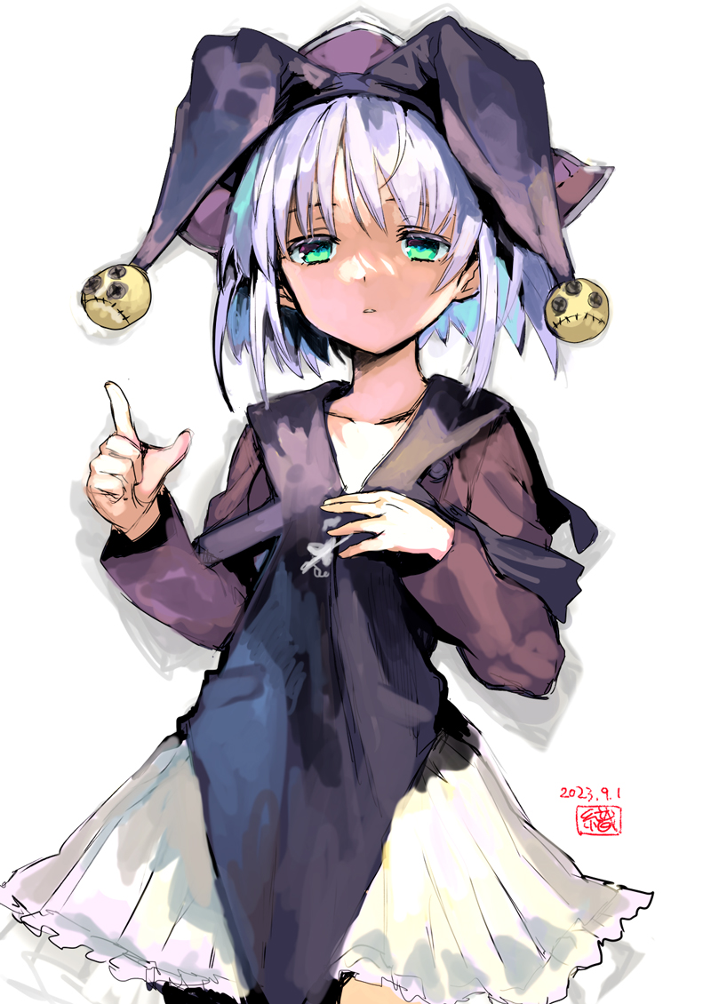 1girl, animal_ear_headwear, black_hat, black_shirt, colored_eyelashes, cowboy_shot, dai_(series), daiakuji