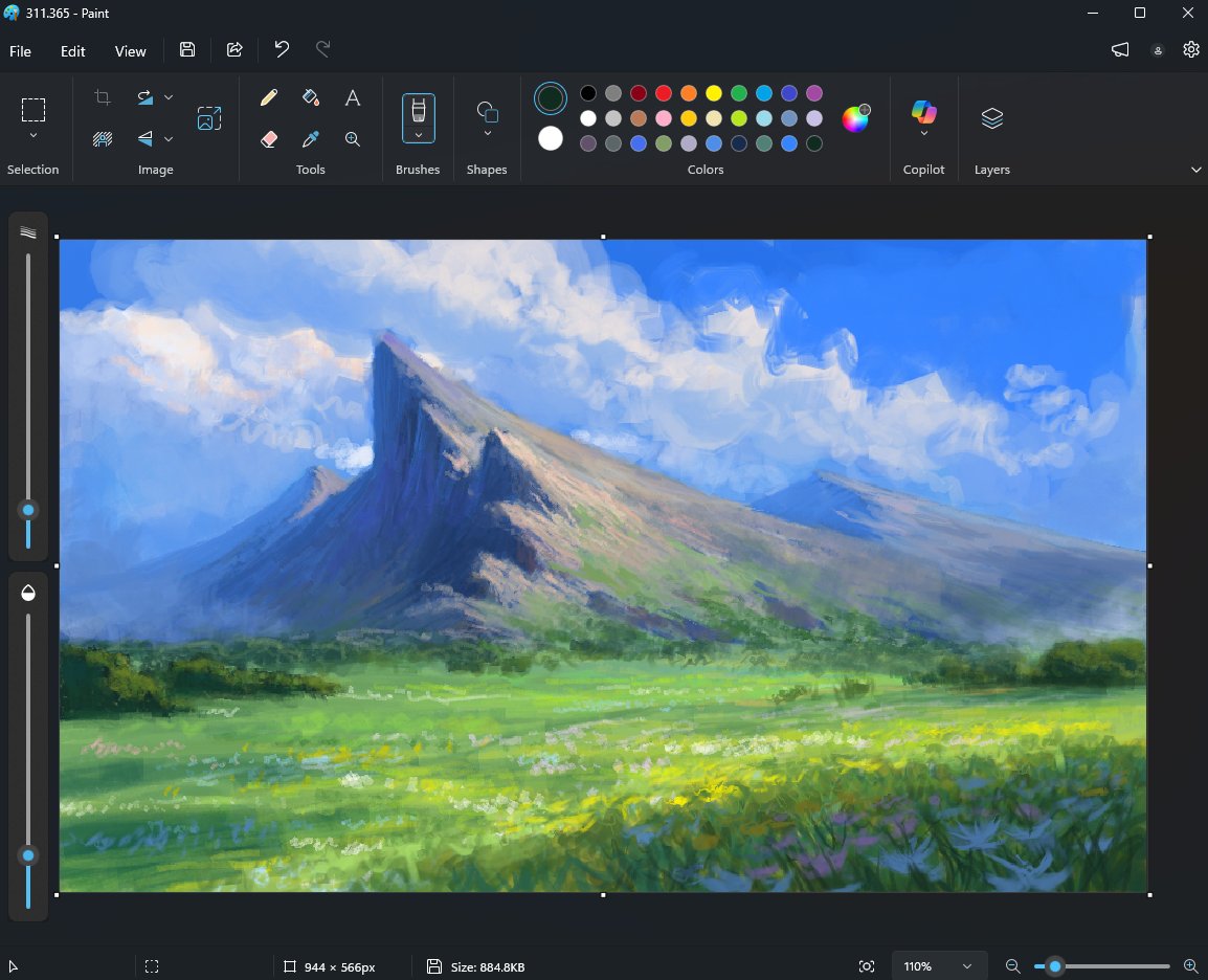 art_program_in_frame, blue_sky, christian_young, clouds, commentary, day, english_commentary, flower, grass, landscape, microsoft_copilot, microsoft_paint_(software), mountainous_horizon, no_humans, original, outdoors, sky