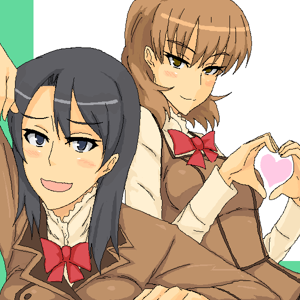 black_hair, blush, brown_hair, mamelove, maria_holic, miyamae_kanako, multiple_girls, oekaki