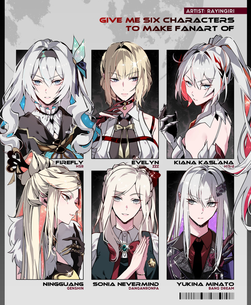 6+girls, absurdres, aer007580, ahoge, bang_dream!, black_capelet, black_gloves, black_hairband