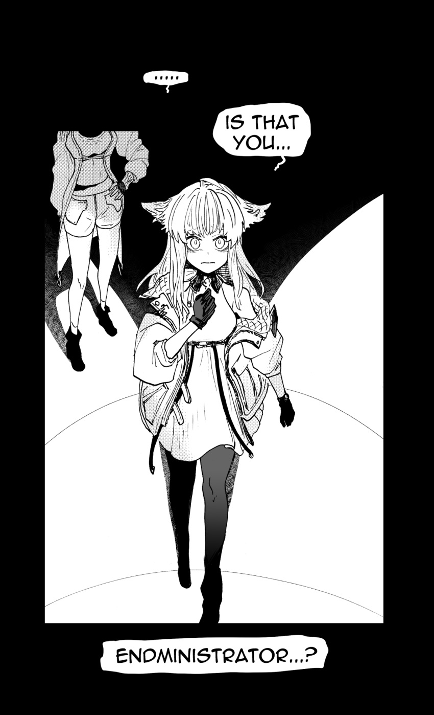 2girls, arknights, arknights:_endfield, black_gloves, closed_mouth, commentary, english_commentary, gloves