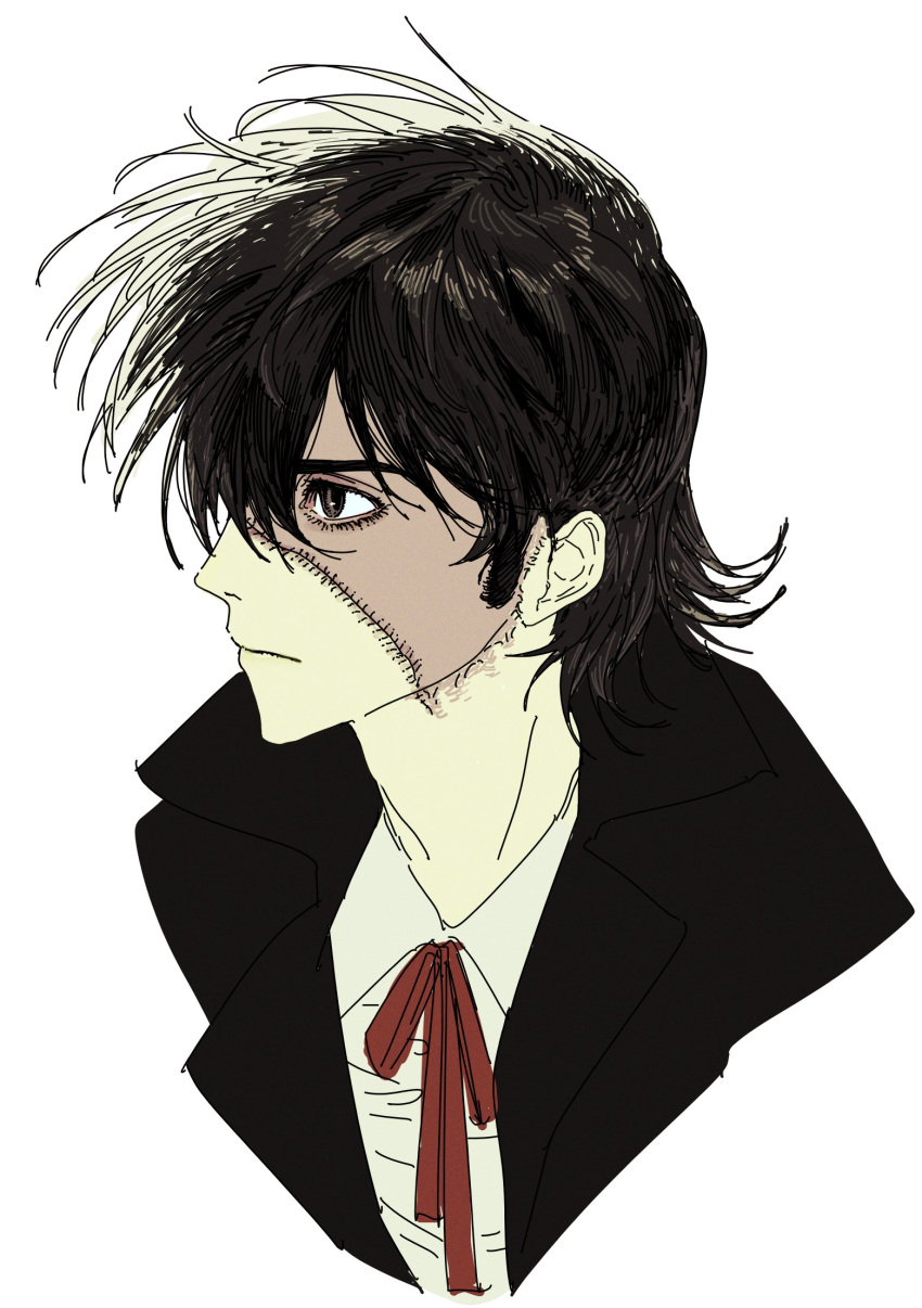 1boy, black_hair, black_jack_(character), black_jack_(series), expressionless, highres, male_focus, mdch48