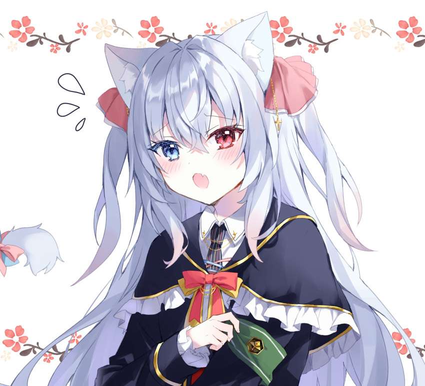 1girl, animal_ears, armband, blue_eyes, bow, cat_ears, cat_girl, commentary_request
