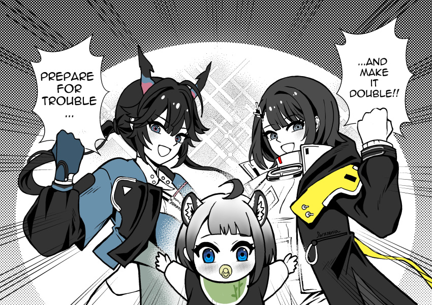 3girls, :d, absurdres, ahoge, animal_ear_fluff, animal_ears, arknights, arknights:_endfield