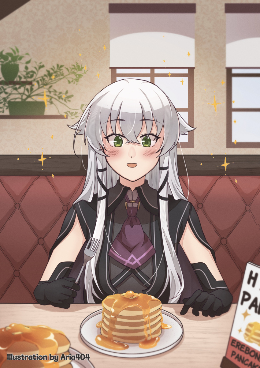 1girl, absurdres, altina_orion, aria_404, artist_name, black_shirt, blush, commentary