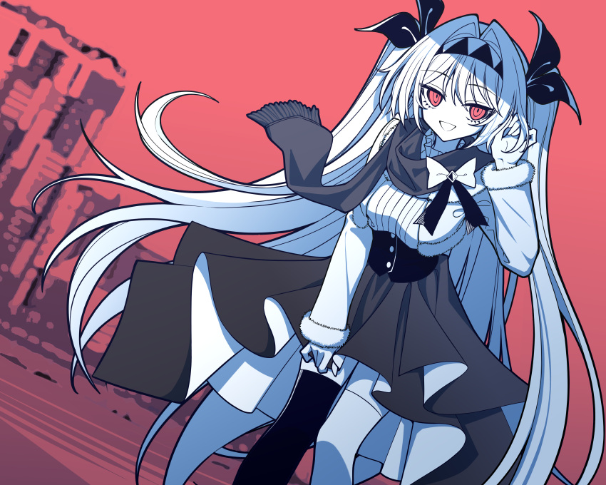 1girl, absurdres, adapted_costume, adjusting_hair, bow, breasts, chunzhenzhiren_innocent, colored_skin