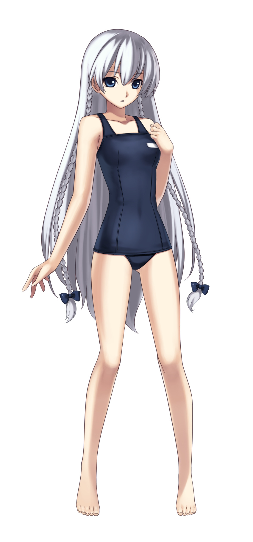 alternate_costume, ar_tonelico, ar_tonelico_i, barefoot, blue_eyes, bow, braid, commentary