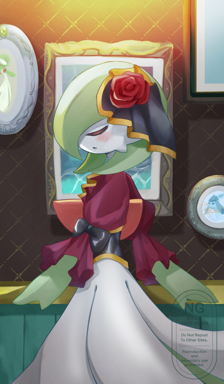 1girl, :<, absurdres, artist_name, black_bow, black_corset, blush, bob_cut