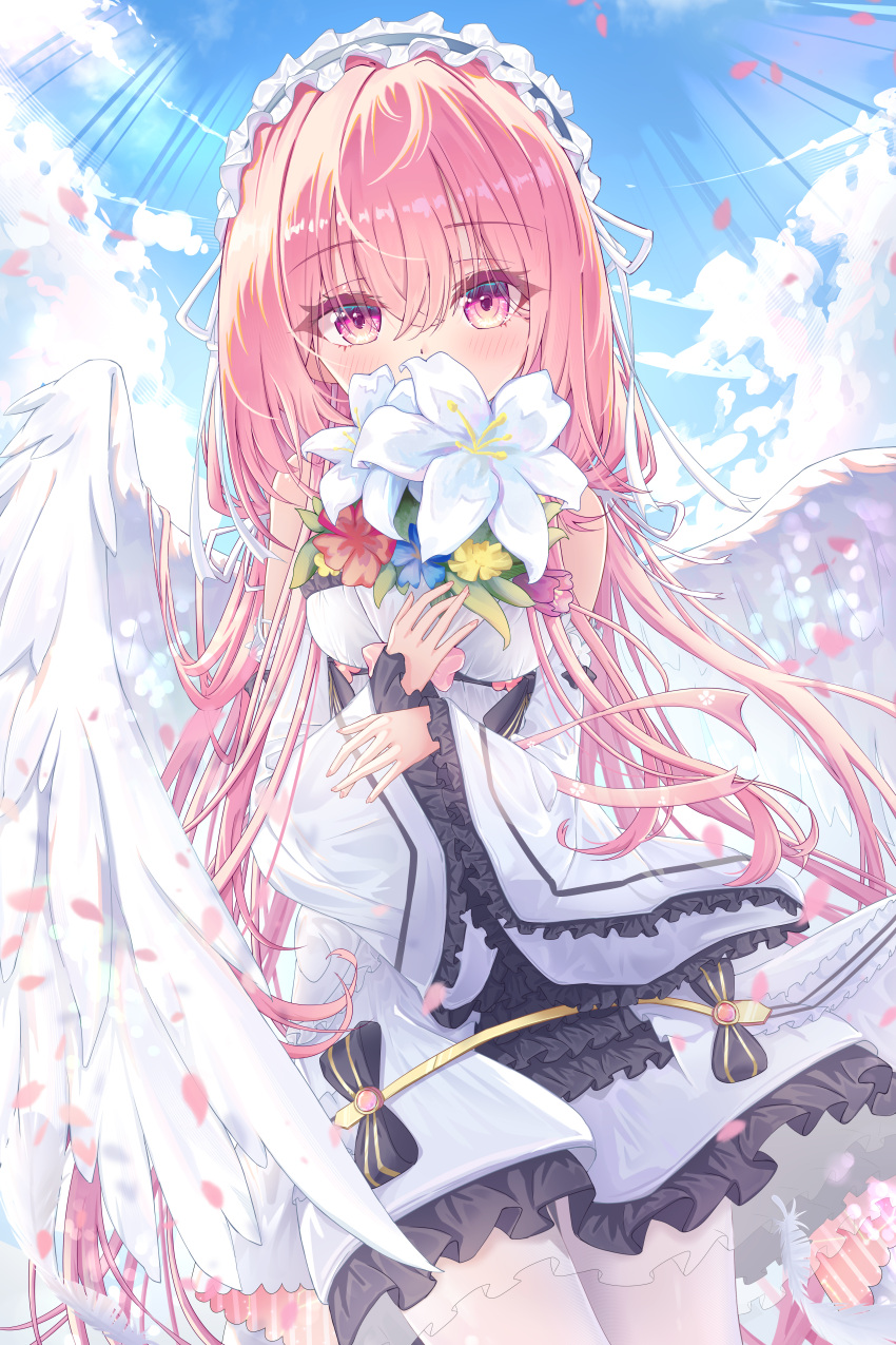 1girl, absurdres, azur_lane, commentary_request, detached_sleeves, dress, flower, highres