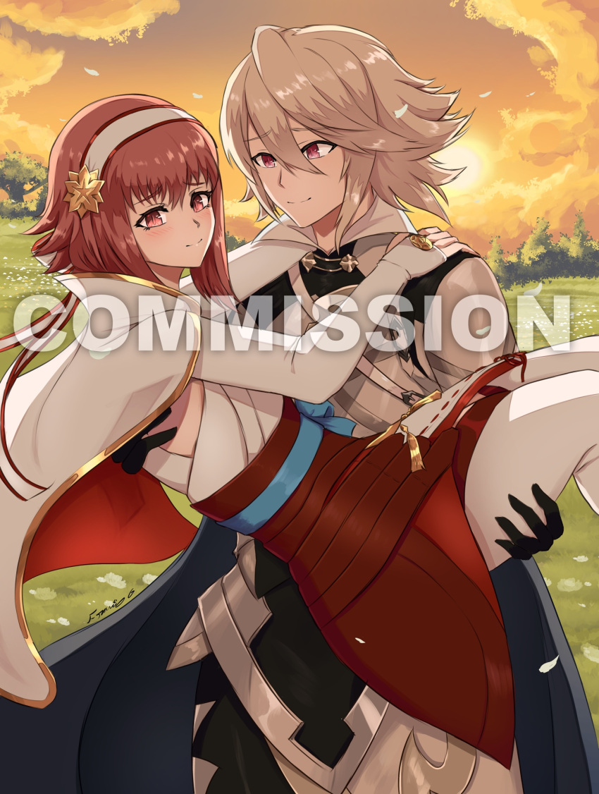 1boy, 1girl, commission, couple, fgsketch, fire_emblem, fire_emblem_fates, hair_between_eyes