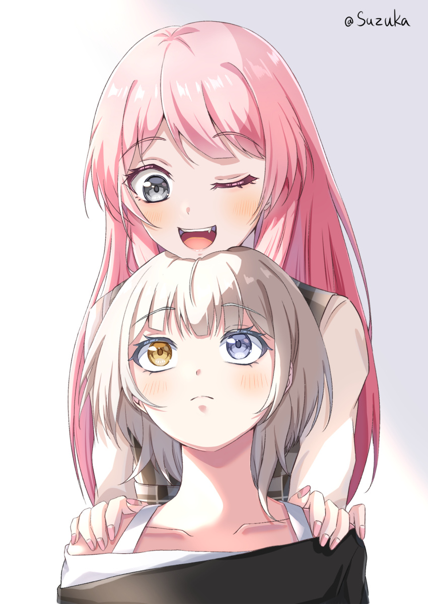 2girls, absurdres, bang_dream!, bang_dream!_it's_mygo!!!!!, blue_eyes, blush, chihaya_anon, closed_mouth