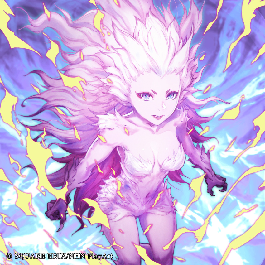 1girl, absurdres, alternate_form, breasts, claws, colored_skin, commentary_request, copyright_notice