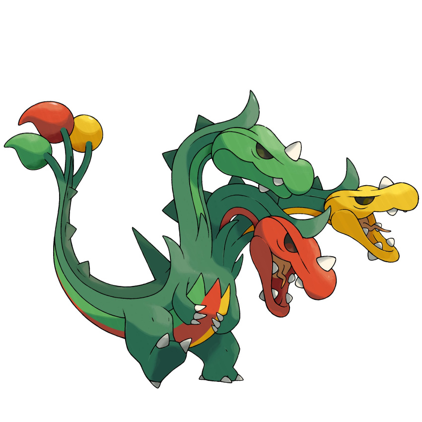 claws, colored_skin, dragon, fakemon, green_skin, greg_andrade, highres, multiple_heads