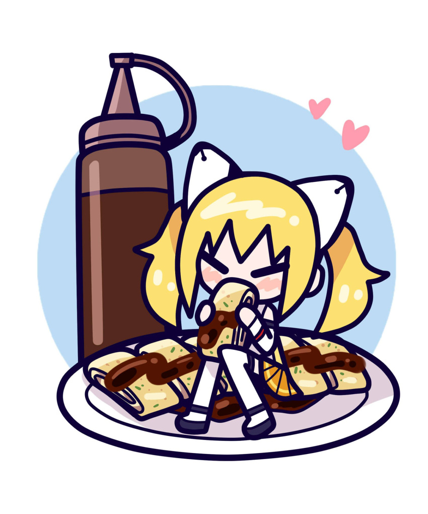 1girl, aiko_(synthesizer_v), akina_mochi, ankle_strap, black_shoes, blonde_hair, blue_background, blush