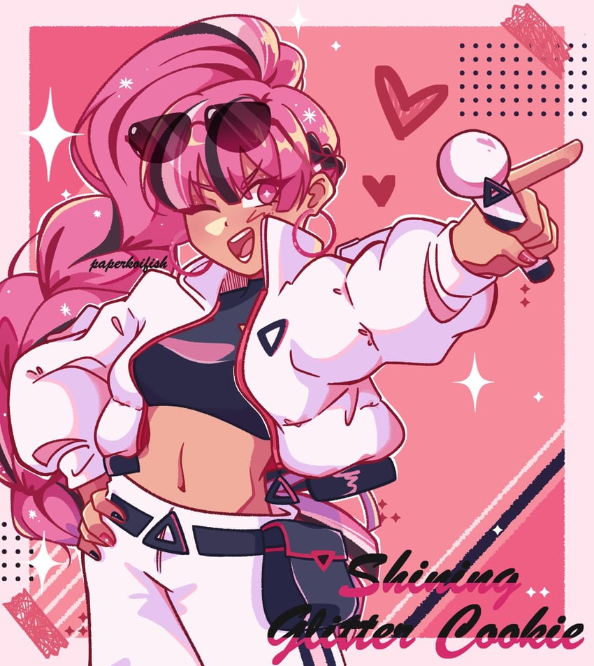 1girl, alternate_costume, black_nails, blush, braid, braided_ponytail, cookie_run, cookie_run:_ovenbreak