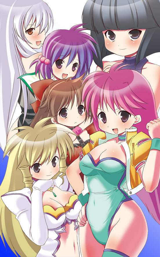 beauty_ichigaya, black_hair, blonde_hair, breasts, brown_hair, cleavage, dei_shirou, dress