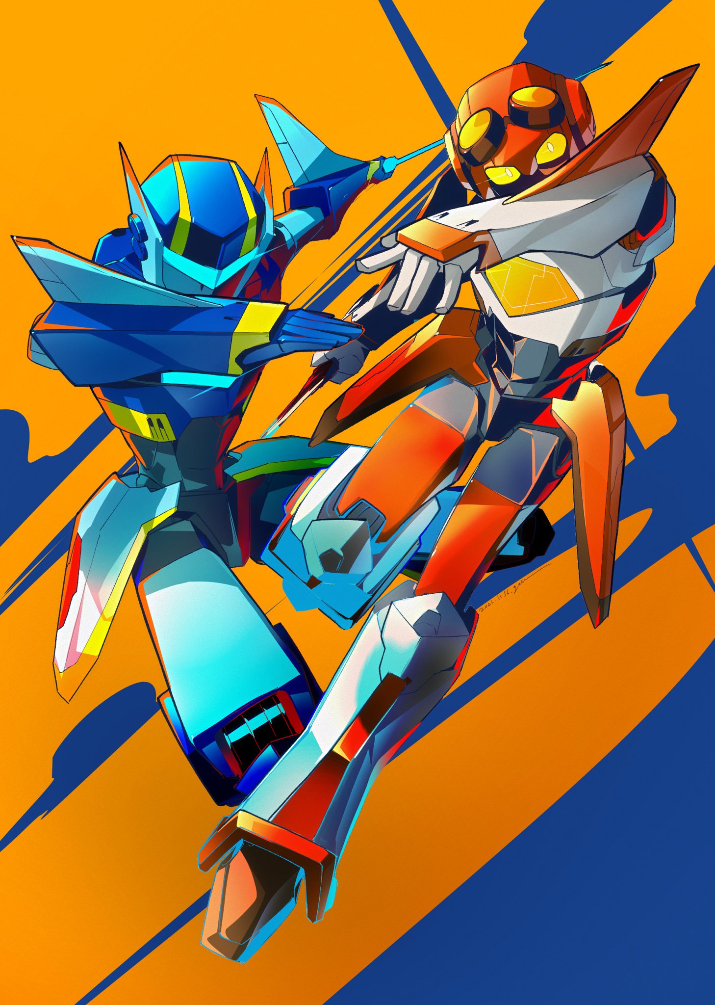 2boys, aerialbot, assault_visor, blue_visor, commentary, goggles, goggles_on_head, highres