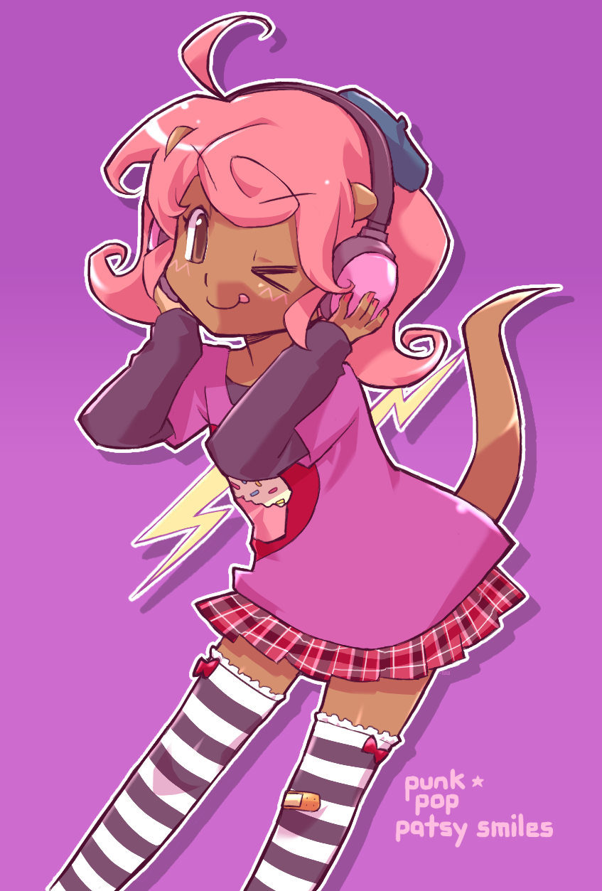 >_o, 1girl, 2000s_(style), ahoge, animal_ears, animification, beret, blue_hat