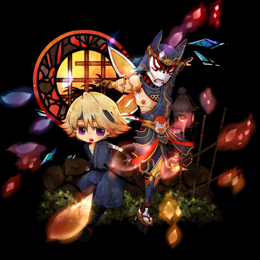 armor, blonde_hair, chibi, dextral, dual_persona, geta, helmet, ivan_karelin