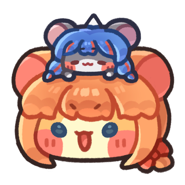 :3, animalization, blue_eyes, blush_stickers, character_request, commentary_request, eunha_(guardian_tales), guardian_tales