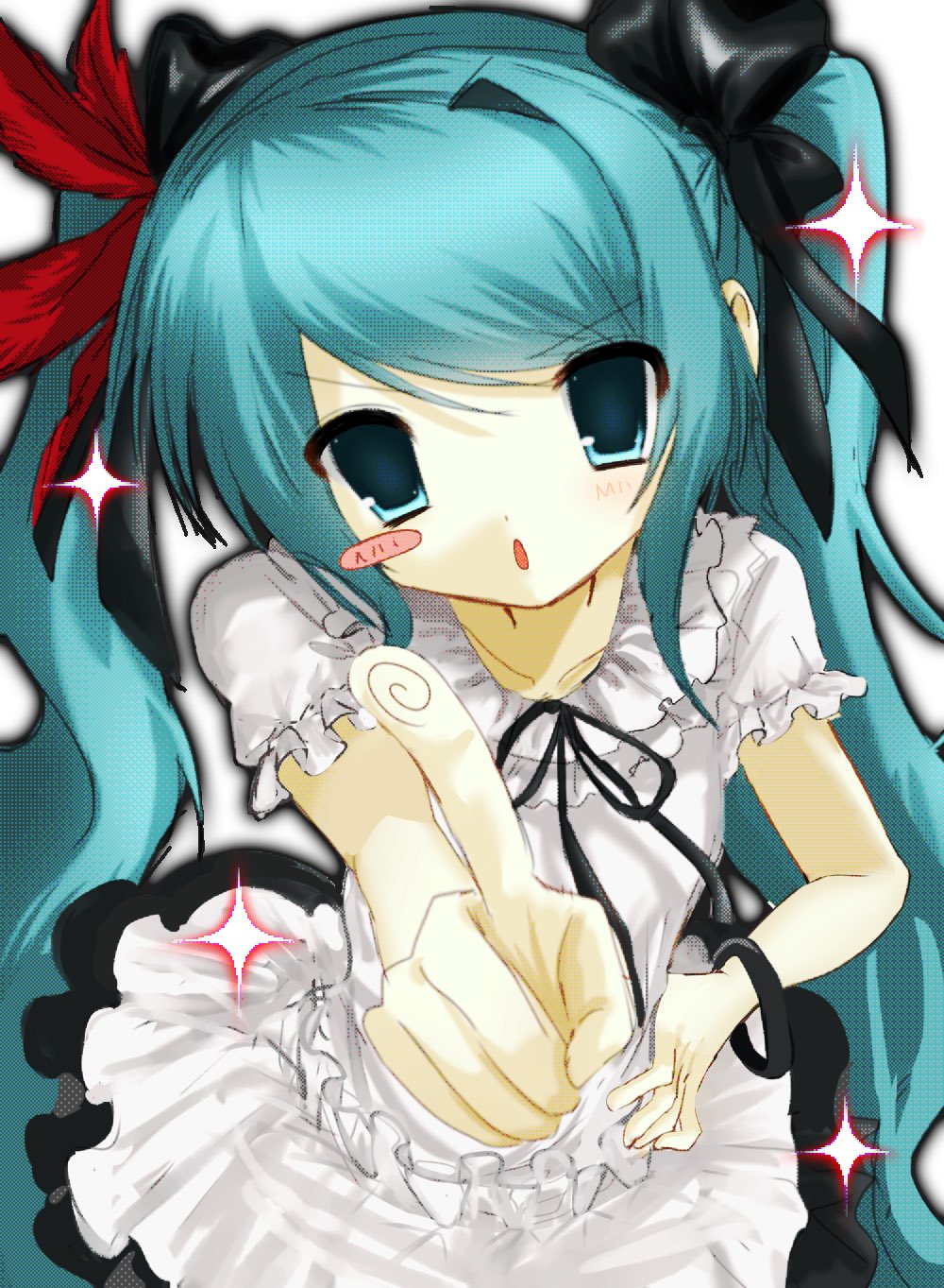 1girl, blue_eyes, blue_hair, blush_stickers, commentary_request, dress, feather_hair_ornament, feathers