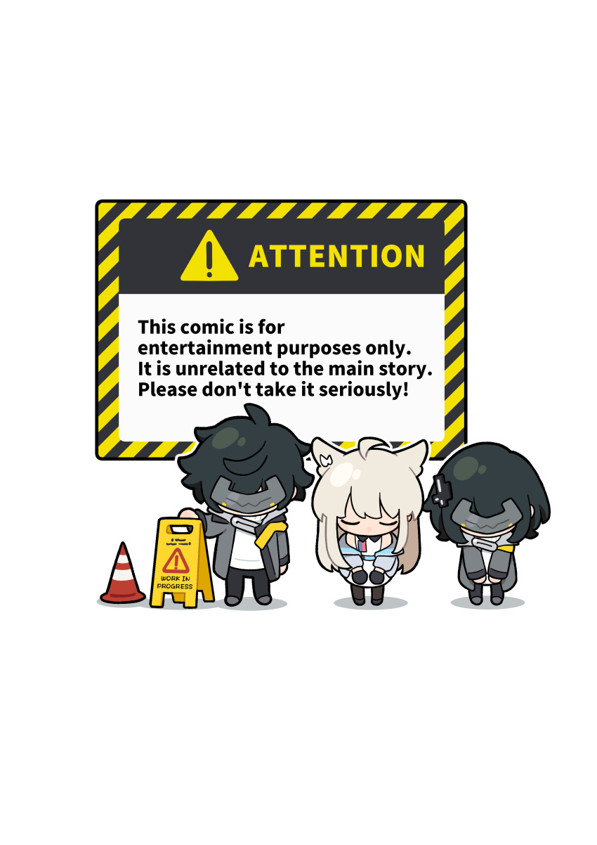 1boy, 2girls, absurdres, ahoge, animal_ears, arknights, arknights:_endfield, artist_request