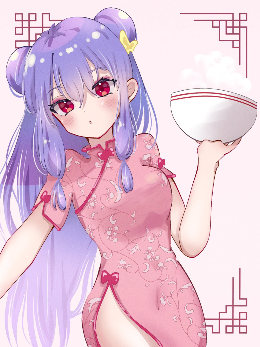 1girl, china_dress, chinese_clothes, double_bun, dress, hair_bun, hair_ornament, highres