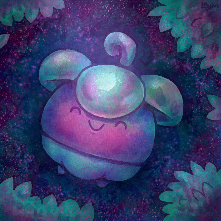 ^_^, artist_name, bounsweet, closed_eyes, closed_mouth, commentary, full_body, louivi