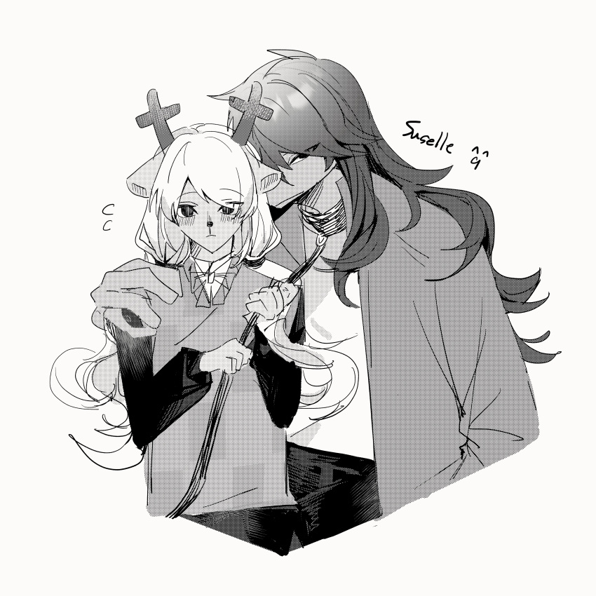 2girls, absurdres, animal_ears, antlers, deer_antlers, deer_ears, deer_girl, deltarune