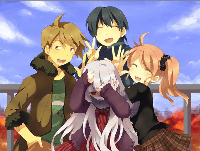 ageha_(irisu), cap, edo_(irisu), good_end, hug, irisu_kyouko, irisu_syndrome, photo_(object)
