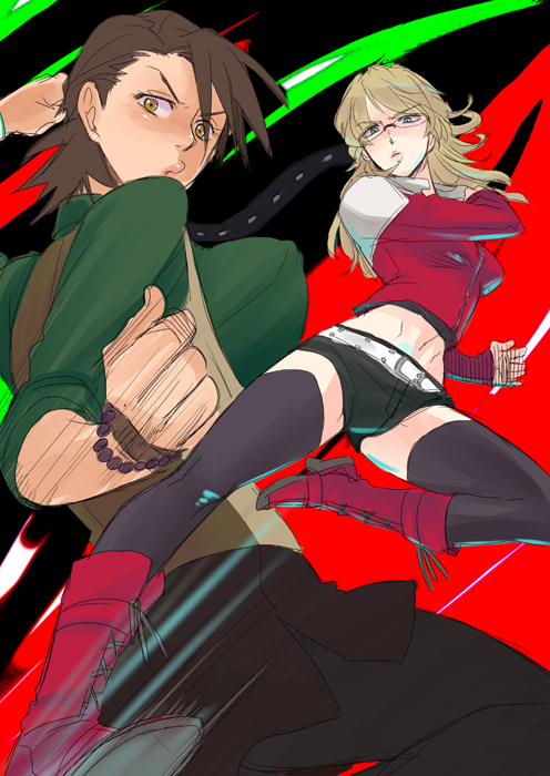 barnaby_brooks_jr, belt, blonde_hair, boots, bracelet, brown_eyes, brown_hair, genderswap