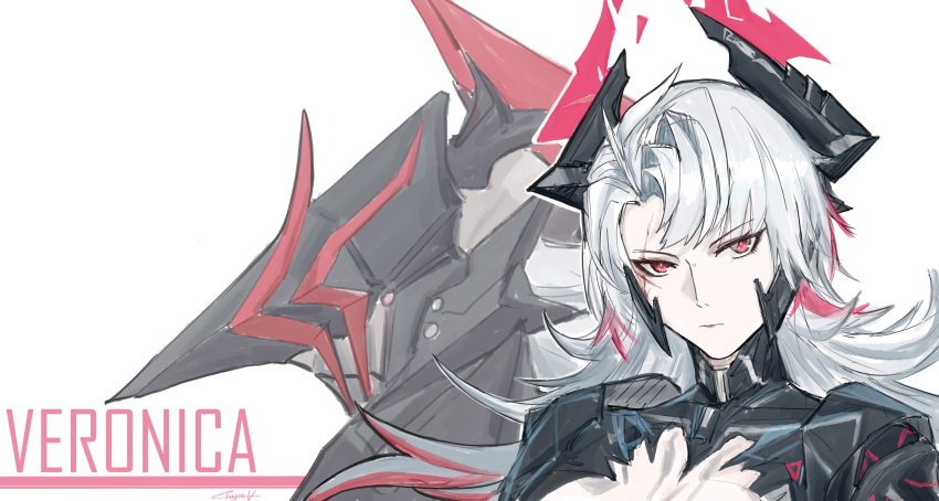 1girl, absurdres, artist_name, character_name, commentary_request, curtained_hair, grey_background, grey_hair