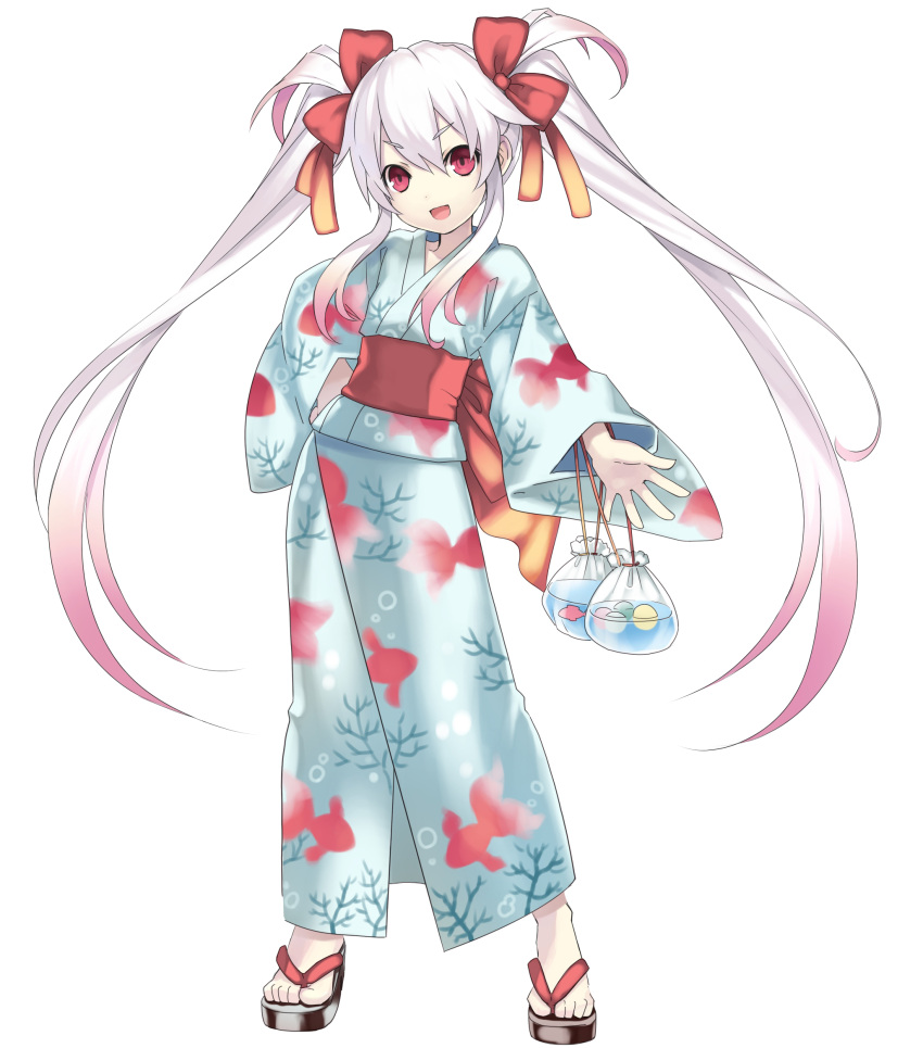 :d, absurdres, albino, alternate_costume, bag, bow, child, cross_edge