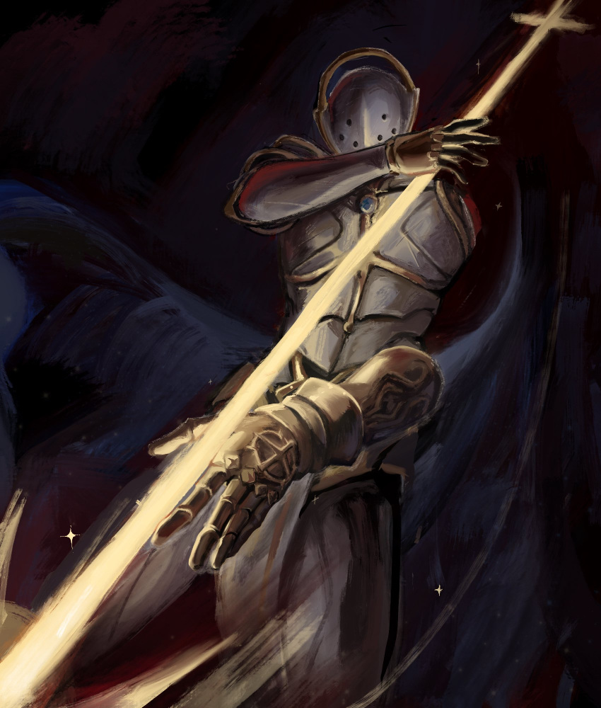 1other, angel, armor, cape, detached_arm, full_armor, helmet, highres