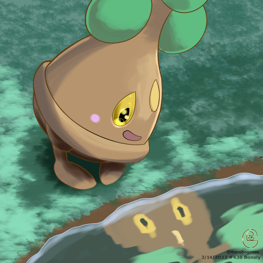 absurdres, artist_name, blush, bonsly, character_name, commentary, english_commentary, grass