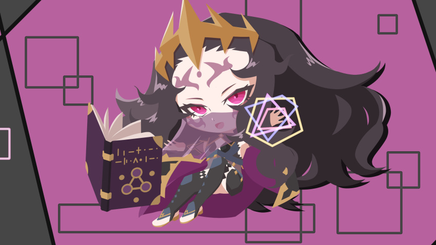 1girl, black_hair, bodystocking, book, commentary_request, facial_mark, fire_emblem, fire_emblem_fates