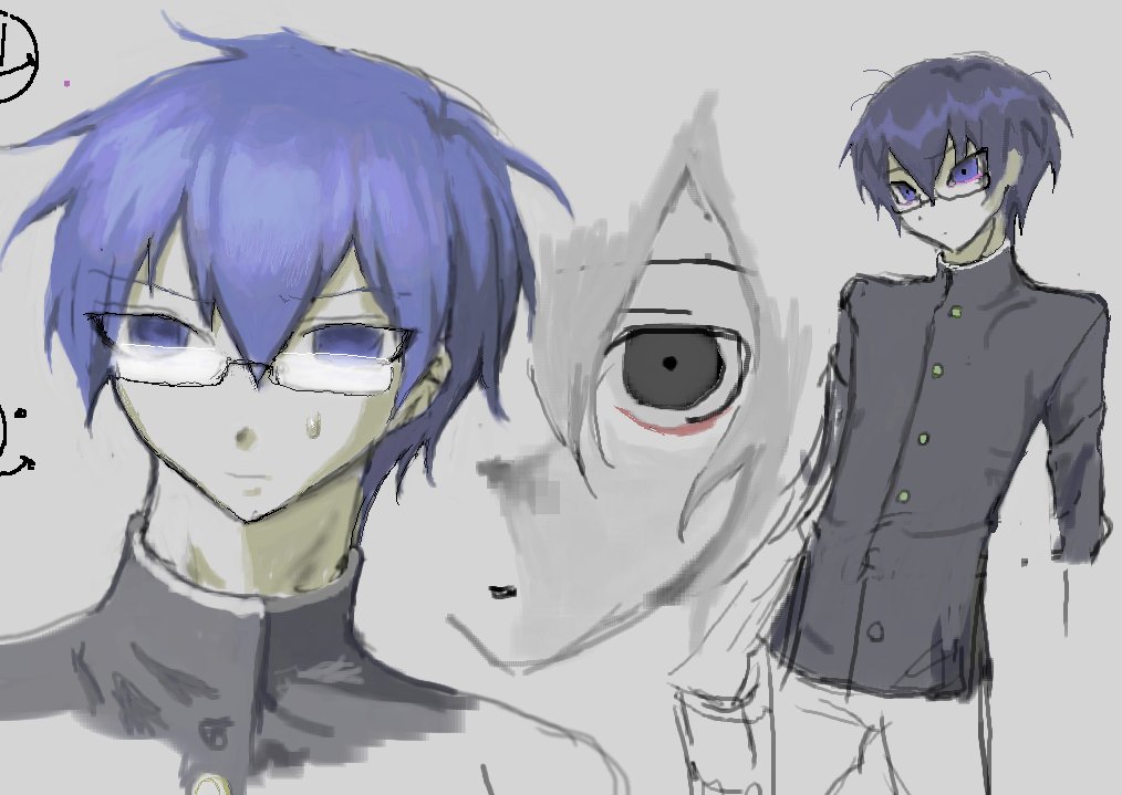 1boy, blue_eyes, blue_hair, corpse_party, gakuran, kasophism, morishige_sakutarou, school_uniform