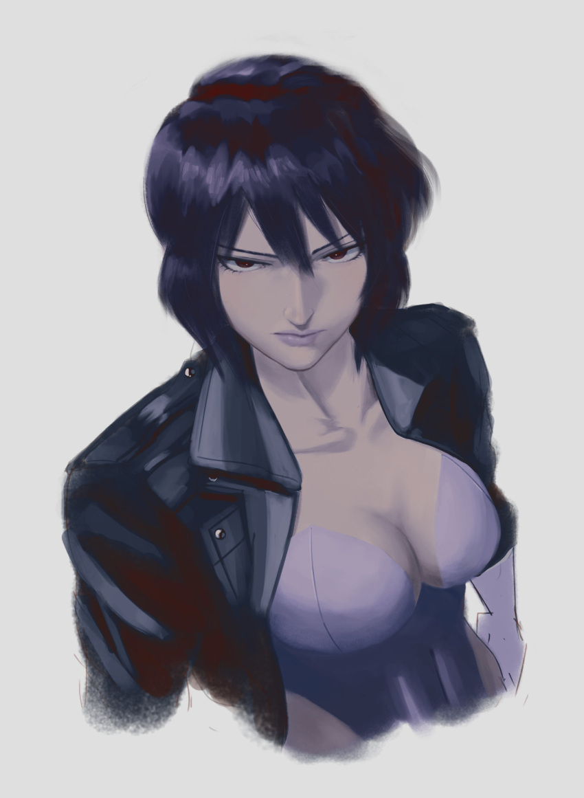 1girl, commentary, cyborg, deadcalm_(de6mpgi6jb44717), ghost_in_the_shell, ghost_in_the_shell:_stand_alone_complex, highres, jacket