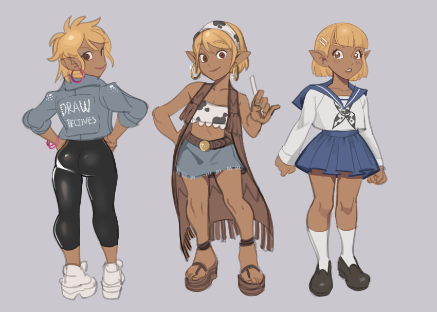 1980s_fashion, absurdres, animal_print, ass, blonde_hair, blunt_bangs, blush, bob_cut