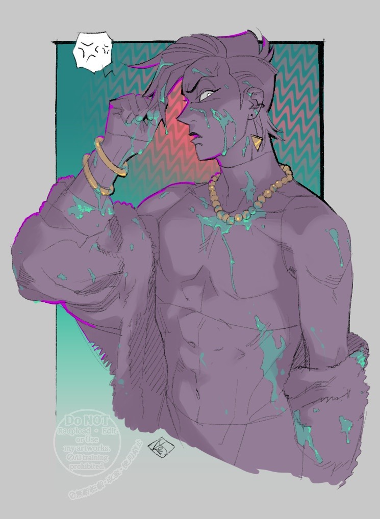 1other, abs, anger_vein, angry, aqua_blood, blood, bracelet, crop_top