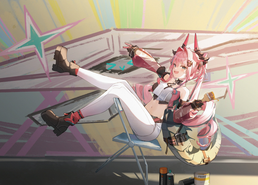 1girl, arknights, arknights:_endfield, bare_shoulders, crop_top, detached_sleeves, dragon_girl, dragon_horns
