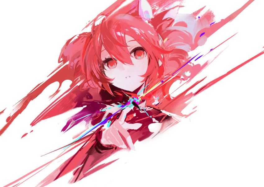 1girl, chinese_commentary, commentary_request, jiu_ye_sang, kasane_teto, parted_lips, red_eyes, red_hair