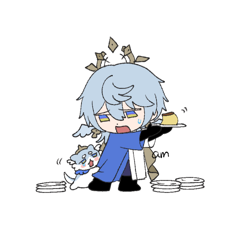 1boy, am_starrail, animal_ears, animalization, black_boots, black_gloves, blue_eyes, blue_jacket