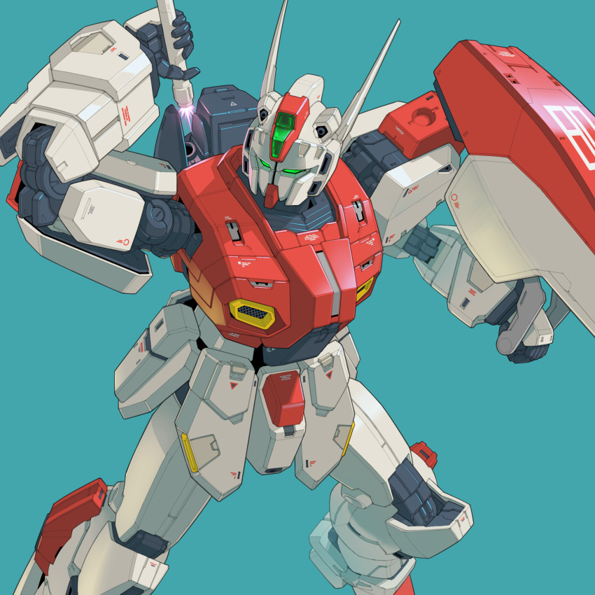 antennae, aqua_background, armored_skirt, bmwsb0, earth_federation, energy, energy_sword, english_commentary